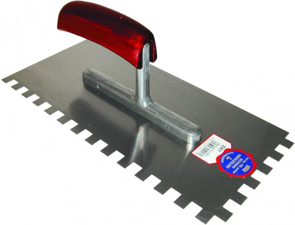 Plâtresse dentelée 280 x 130 / 6 x 6 mm / ZG18 avec manche bois - acier