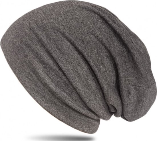 Chemomuts beanie bij haarverlies kleur donkergrijs melee maat one size