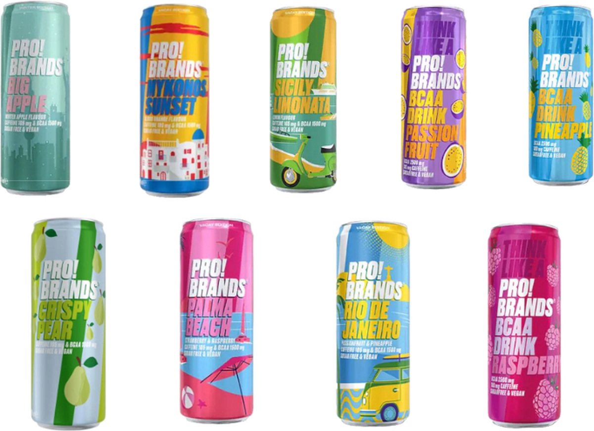 Goedkoopste Pro!Brands | Mix BCAA Drink | Voordeelpakket | 7 x 330 ml