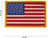Embleem stof vlag USA gouden rand