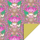 Het Inpakhuis - Cadeaupapier - Inpakpapier - Kadopapier - Inpakrol - House of products - Botanic Pink - Yellow - Vlinder - 70cm x 3m
