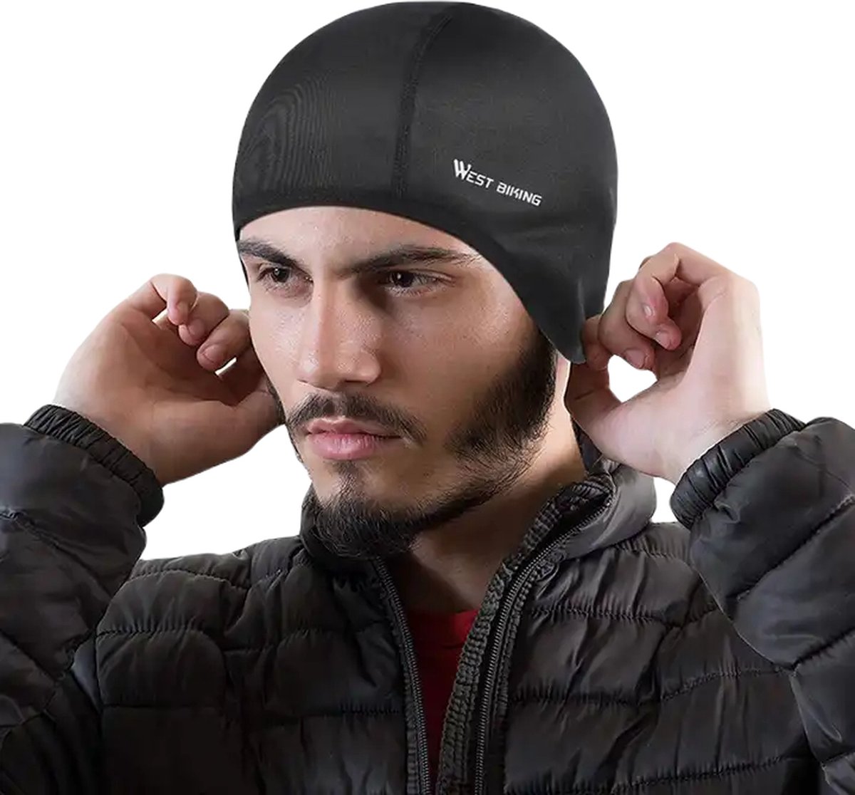 West biking - unisex - Sport Cap - Multi functioneel - Thermo Fleece Headwear - Cover - Onder je helm - Motor - Wielrennen - Hardlopen - Ski - Snowboard - Outdoor - Wintersport - Zwart - One Size