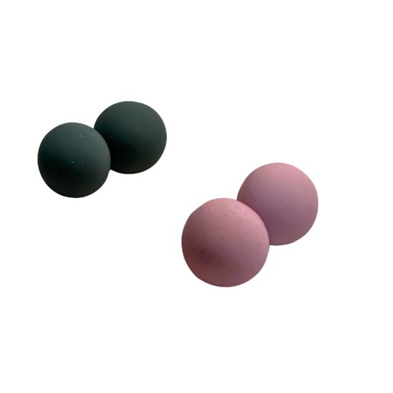 2 Love it Button - Duo pack van 2 paar oorknoppen - Diameter 18 mm - Stainless steel - Acryl - Blauw grijs - Poeder roze
