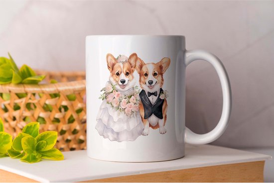 Mok Pembroke Welsh Corgi gets married - dogs - gift - cadeau - puppies - puppylove - doglover - doggy - honden - puppyliefde - mijnhond - hondenliefde - hondenwereld