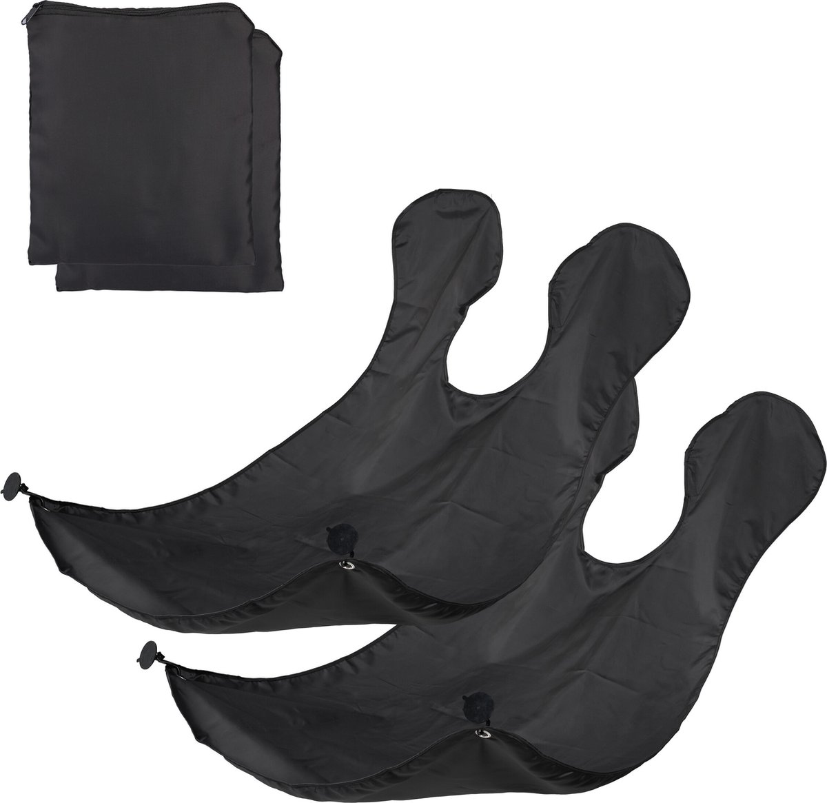 Goedkoopste baardschort - set van 2 - met zuignappen en klittenband - 125 x 70 cm - zwart