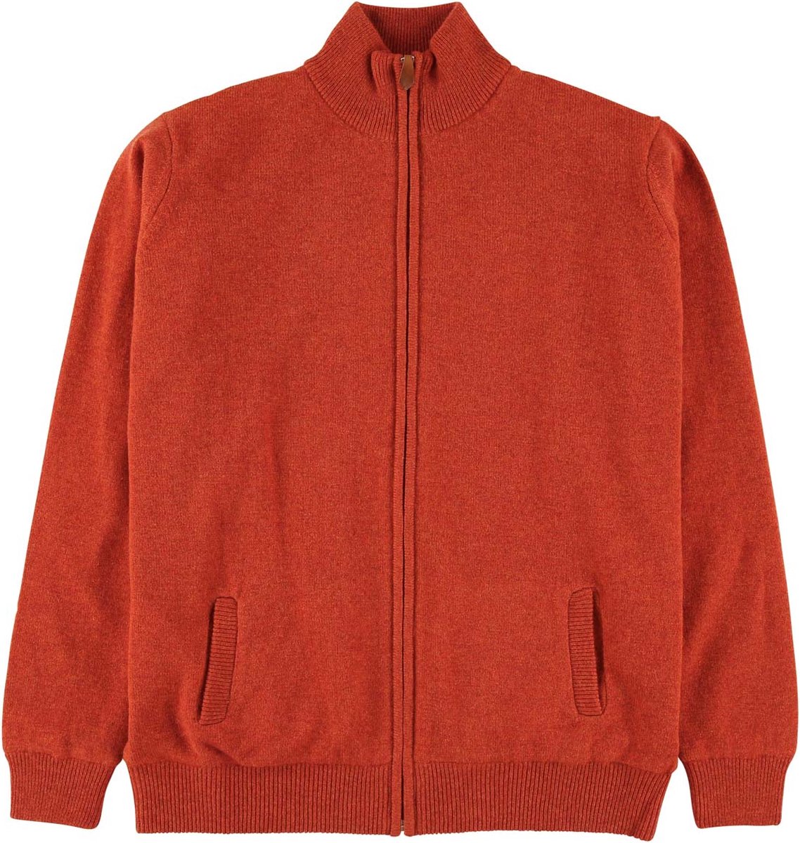 Osborne Knitwear Windstopper cardigan met rits heren – Trui met rits heren in Lamswol - Pullover Heren - Ember - Voering met eendenprint - XL