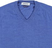 Osborne Knitwear Trui met V hals - Merino wol - Mid Blue - M