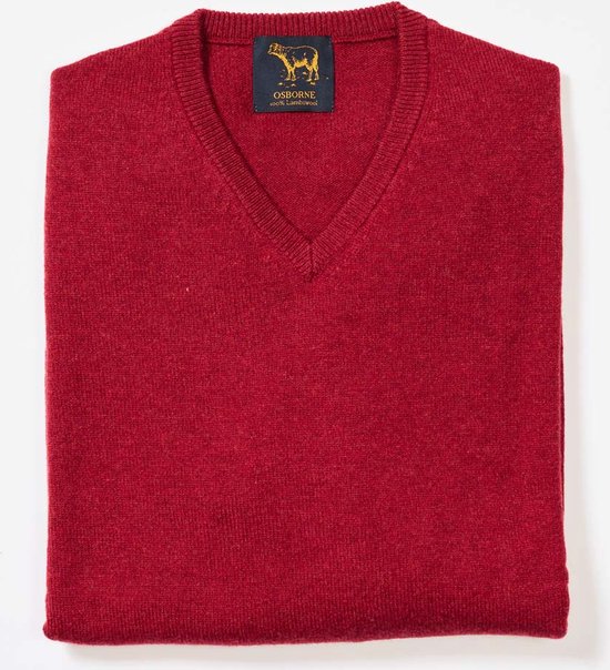 Osborne Knitwear Trui met V hals - Sweater heren in Lamswol - Pullover Heren - Poppy Melange - 6XL