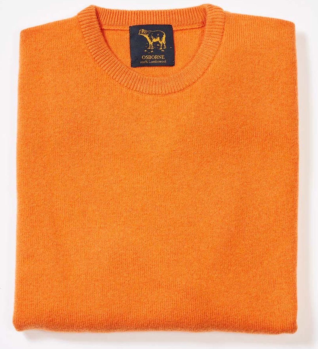 Osborne Knitwear Trui met ronde hals - Sweater heren in Lamswol - Pullover Heren - Turmeric - L
