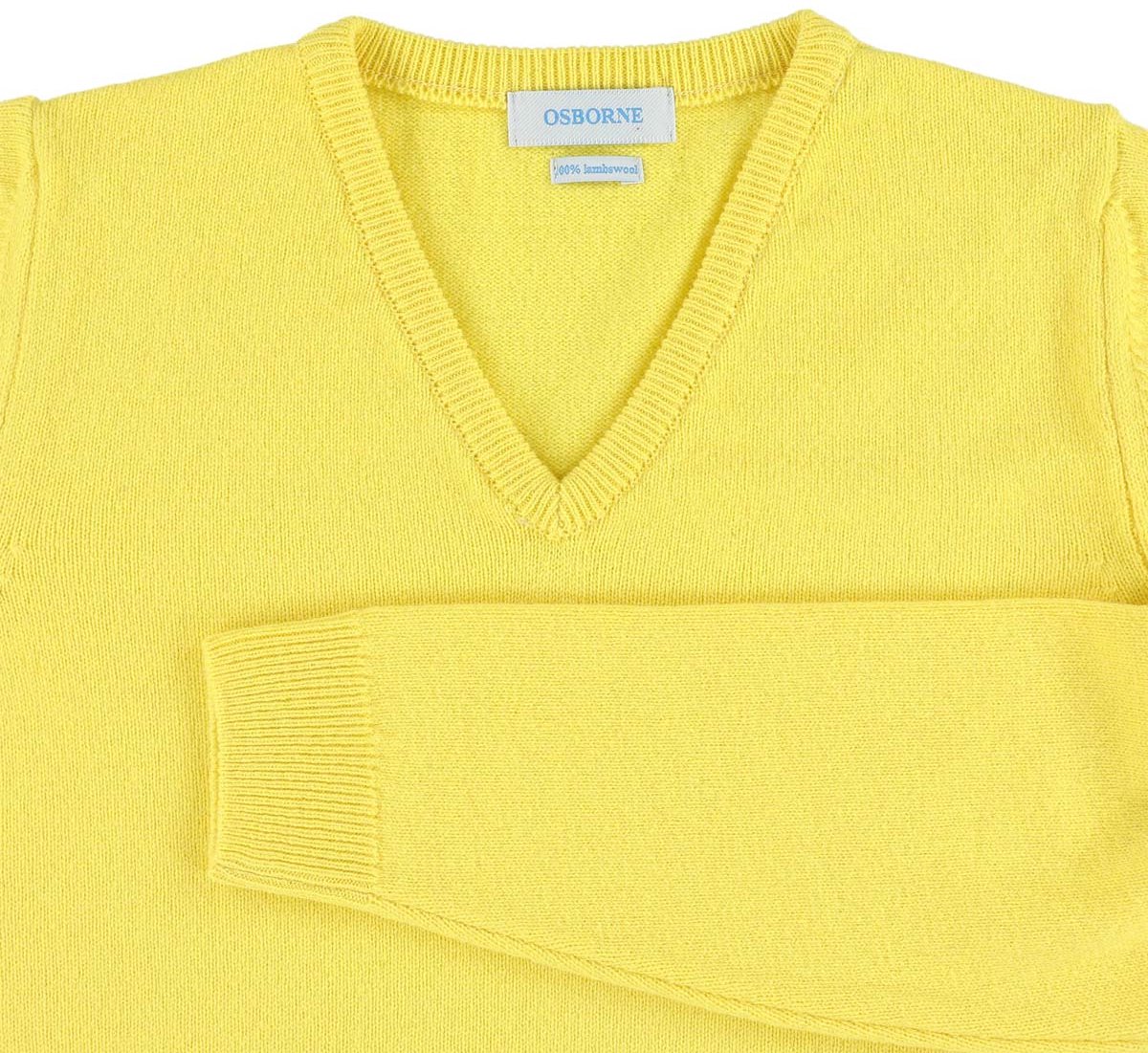 Osborne Knitwear Trui met V hals - Dames - Lamswol - Daffodil - XL