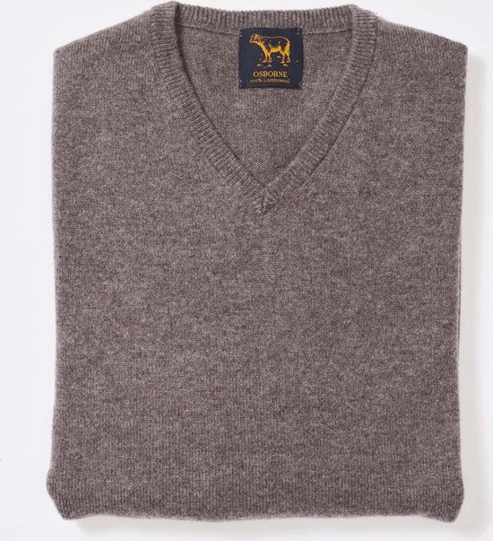 Osborne Knitwear Trui met V hals - Sweater heren in Lamswol - Pullover Heren - Birch - XL