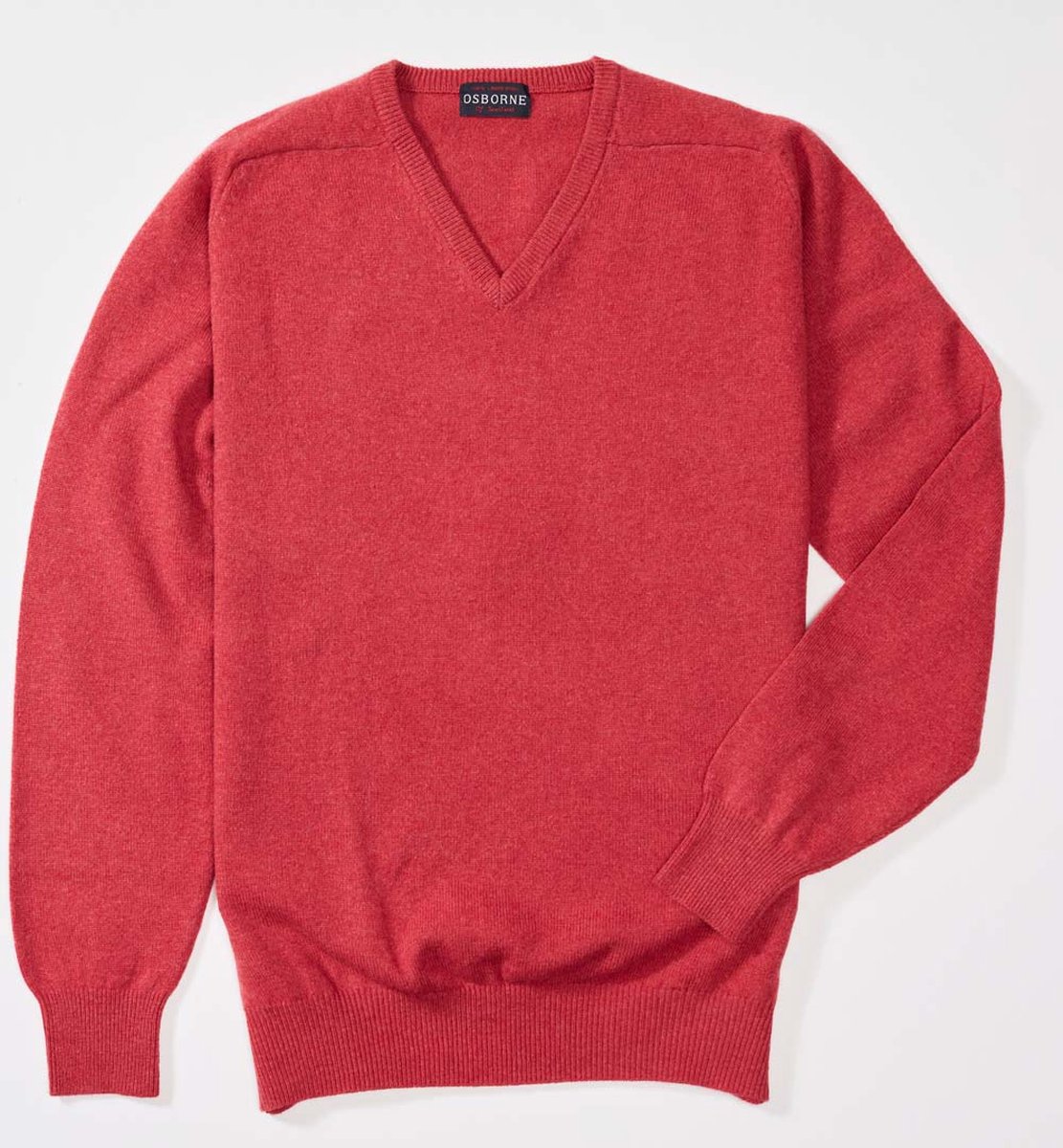 Osborne Knitwear Trui met V hals - Sweater heren in Lamswol - Pullover Heren - Rouge - L