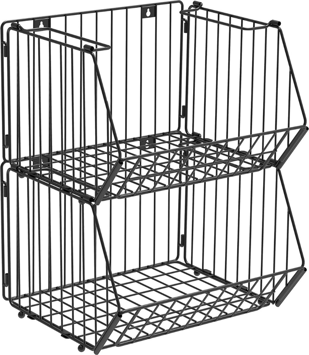 Opbergmand - Grote Stapelbare Metalen Draad Opbergmand - Multifunctionele Organizer voor Keuken, Bijkeuken, Vriezer, Badkamer en Kantoren