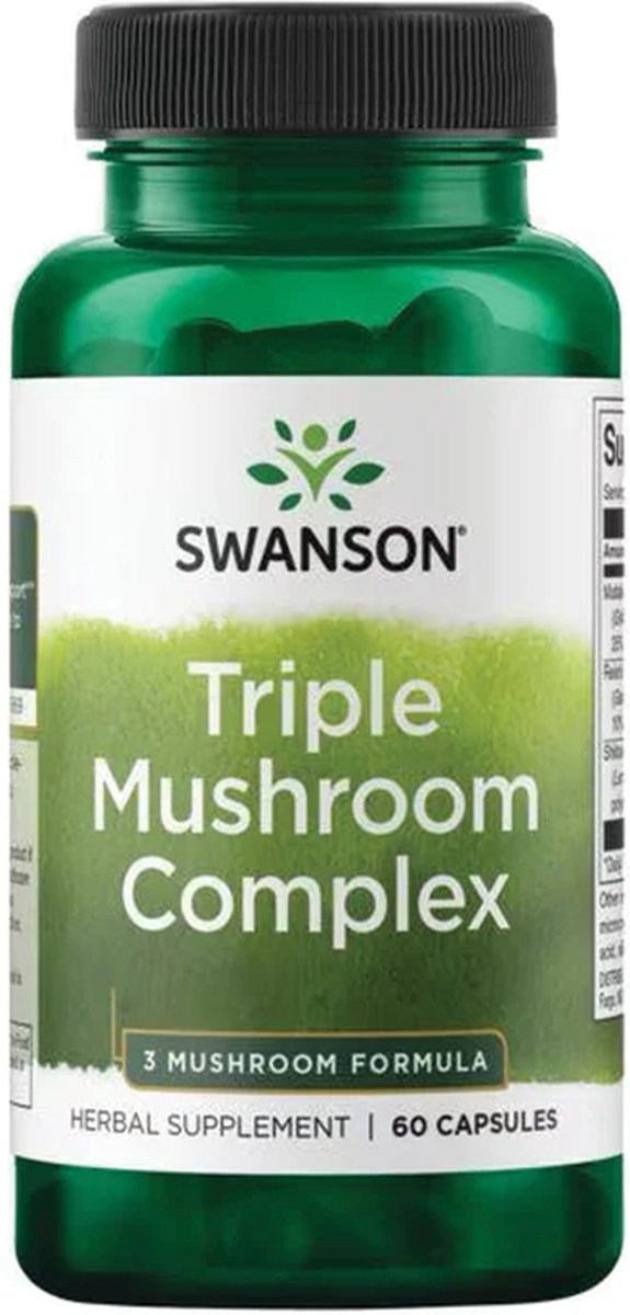 Goedkoopste Swanson - Triple Mushroom Complex - Maitake (Grifola Frondosa) Extract - Reishi (Gandoderma Lucidum) Extract - Shiitake (Lentinus Edodes) Extract - 60 Capsules - 600mg