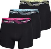 Happy Shorts 3-Pack Boxershorts Heren Zwart - Maat S