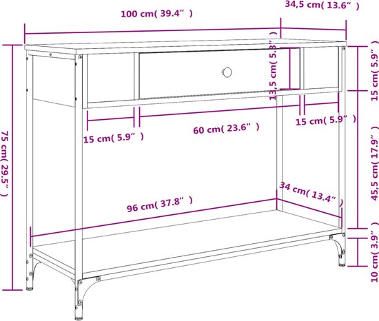 vidaXL-Wandtafel-100x34,5x75-cm-bewerkt-hout-gerookt-eikenkleurig