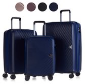 ©TROLLEYZ - Ibiza No.3 - Kofferset 3 delig - 55cm+69cm+78cm met TSA slot - Dubbele wielen - 360° spinners - 100% ABS - Reiskoffers in Ocean Blue