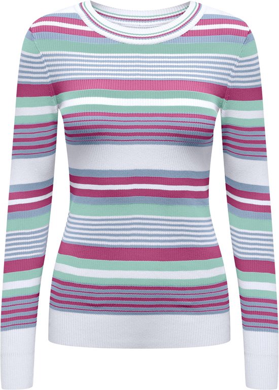 Only Trui Onlmeleka Ls O-neck Stripe Cc Knt 15311550 Cloud Dancer/phlox Pink Dames Maat - M