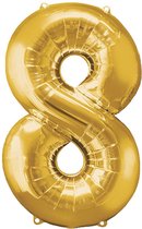 LUQ - Cijfer Ballonnen - Cijfer Ballon 7 Jaar Goud XL Groot - Helium Verjaardag Versiering Feestversiering Folieballon