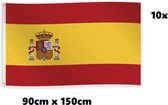 10x Vlag Spanje 90cm x 150cm - per vlag verpakt in nette doos - Landen Spain national EK WK voetbal hockey sport festival thema feest