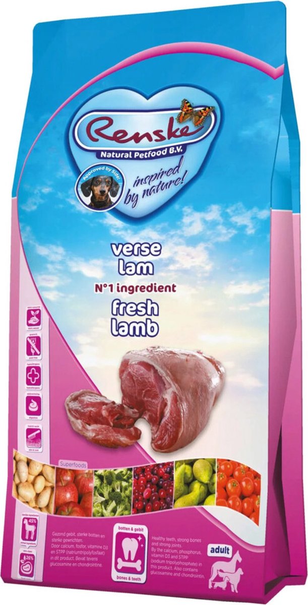 2x Renske Super Premium Adult Lam Graanvrij 12 kg