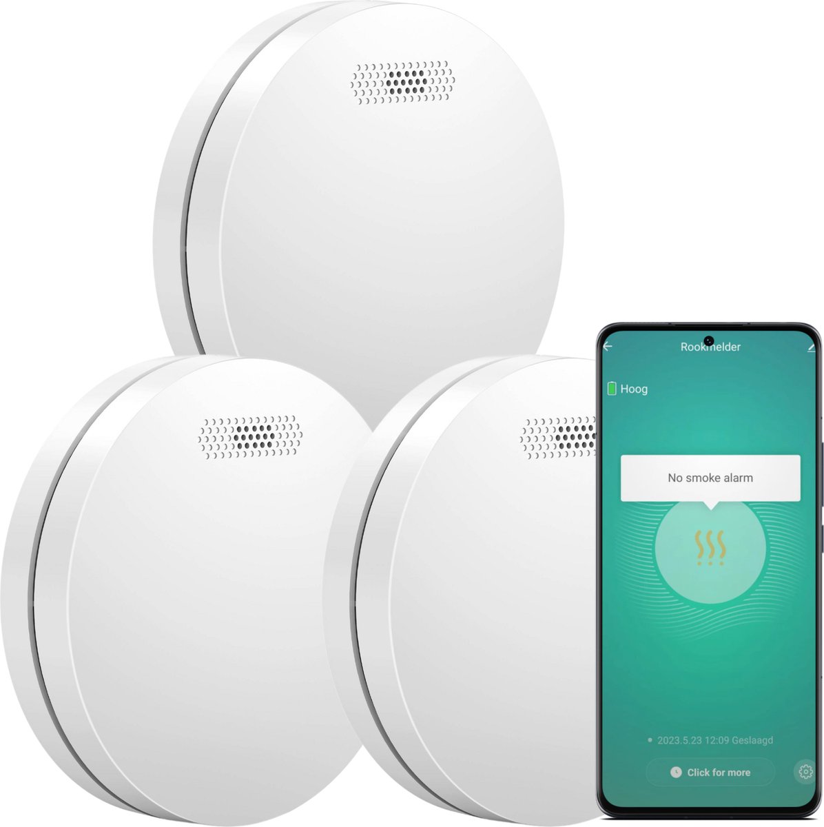 Aroha Smart Connect Rookmelder - 10 jaar batterij - Slimme rookmelder WiFi - Smart brandmelder met app Tuya Smart & SmartLife - Multipack 3 set