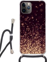 Hoesje met koord Geschikt voor iPhone 11 Pro Max - Abstract - Glitter - Licht - Design - Siliconen - Crossbody - Backcover met Koord - Telefoonhoesje met koord - Hoesje met touw