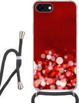 Hoesje met koord Geschikt voor iPhone 7 - Rood - Design - abstract - Licht - Siliconen - Crossbody - Backcover met Koord - Telefoonhoesje met koord - Hoesje met touw