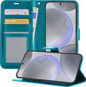 Hoesje Geschikt voor Samsung S24 Plus Hoesje Book Case Hoes Portemonnee Cover Walletcase - Hoes Geschikt voor Samsung Galaxy S24 Plus Hoes Bookcase Hoesje - Turquoise