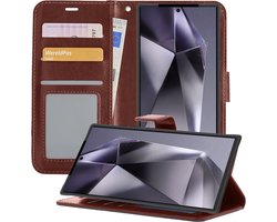 Hoesje - Geschikt voor Samsung Galaxy S24 Ultra - Luxe Bookcase - Walletcase Hoes - Portemonnee - Cover - Telefoonhoes - Bruin