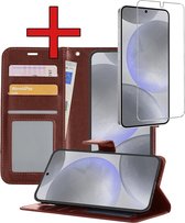 Étui adapté pour Samsung S24 Case Book Case Cover Wallet Cover Wallet Case avec protecteur d'écran - Étui adapté pour Samsung Galaxy S24 Case Bookcase Case - Marron