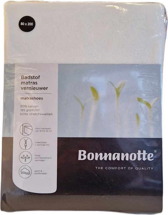 Bonnanotte Matrasvernieuwer Badstof - extra kwaliteit - met rits 180 x 210/220
