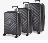 Set de valises 3 pièces - Trolley avec serrure TSA - Double fermeture éclair - Valise de voyage en silicone PP - Rock