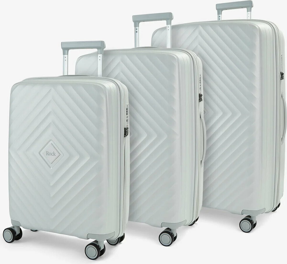 Koffer set - Trolleyset 3-delig met TSA cijferslot - Dubbel Rits - PP silicone koffer - Rock