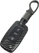 Premium Sleutelcover - Gloss Carbon Look - Sleutelhoesje Geschikt voor Volkswagen Golf / Polo / Tiguan / Up / Passat / Seat Leon / Skoda Citigo - Key Cover - Auto Accessoires