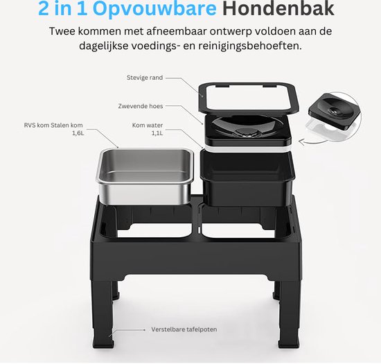 PawSip 3-in-1 Lekvrije RVS Drinkfles 0,95 L Met Voer-en Waterbak – Geïsoleerd – Groen