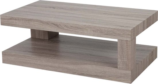 Cosmo Casa Salontafel - Woonkamertafel - 3D - Structuur - 40x110x60cm - Gecertificeerd - Donkere eikenhoutlook