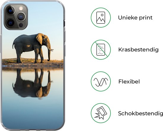 Coque iPhone 12 Pro Max - Éléphant dans une flaque d'eau - Coque de téléphone en Siliconen