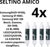4x WATERFILTER Seltino Amico, vervanging voor SAMSUNG DA29-10105J 4 stuks Bosch, LG en meer. Koelkastfilter Samsung DA29-10105J, Samsung EF-9603, Samsung WSF-100 Bosch, Daewoo, DD-7098, LG BL-9808, LG5231JA2010A, LG5231JA2010B, LG K32010CB