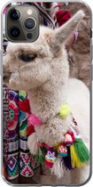 Geschikt voor iPhone 12 Pro Max hoesje - Alpaca - Ketting - Kleuren - Siliconen Telefoonhoesje