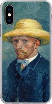 Geschikt voor iPhone X hoesje - Zelfportret met hoed - Vincent van Gogh - Siliconen Telefoonhoesje