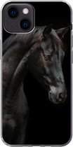 Telefoonhoesje Geschikt voor iPhone 13 hoesje - Paard - Dier - Zwart - Siliconen Telefoonhoesje