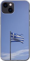 Geschikt voor iPhone 13 hoesje - Gescheurde Griekse vlag die wappert - Siliconen Telefoonhoesje