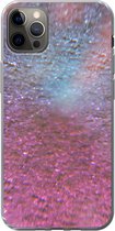 Geschikt voor iPhone 13 Pro Max hoesje - Roze - Glitter - Abstract - Design - Blauw - Siliconen Telefoonhoesje