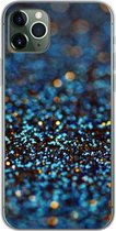 Geschikt voor iPhone 11 Pro Max hoesje - Glitter - Blauw - Abstract - Design - Siliconen Telefoonhoesje