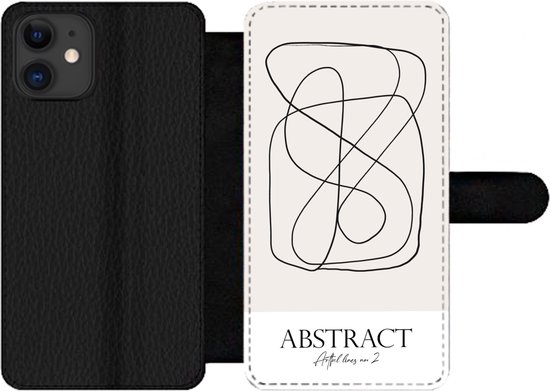 Bookcase Convient pour étui de téléphone iPhone 11 - Art - Dessin au Line - Abstrait - Avec compartiments - Étui portefeuille avec fermeture magnétique