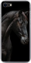 Geschikt voor iPhone 7 hoesje - Paard - Dier - Zwart - Siliconen Telefoonhoesje