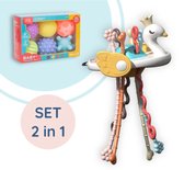 Trekkoord Baby Speelgoed +6 Maand - Zwaan - Rammelaar - Montessori Speelgoed - Bijtring - Fijne motoriek - Educatief - Ontwikkeling - Sensorisch Speelgoed voor Peuters - Reisspeelgoed - Bijtspeelgoed