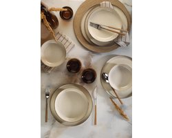 Asir - Dinerset - eetset - servies (12 stuks) - Crème - 24 x 24 cm (L x D)