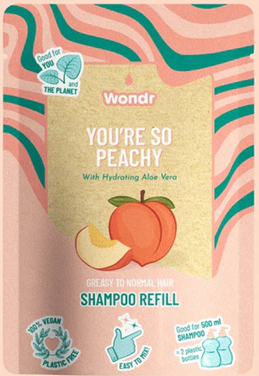 Wondr Care | Perzik | You're so peachy | Shampoo | Refill | Navulling | Poeder